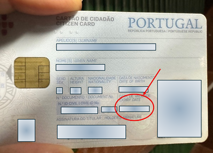 Cartão de Cidadão – validade na face do documento